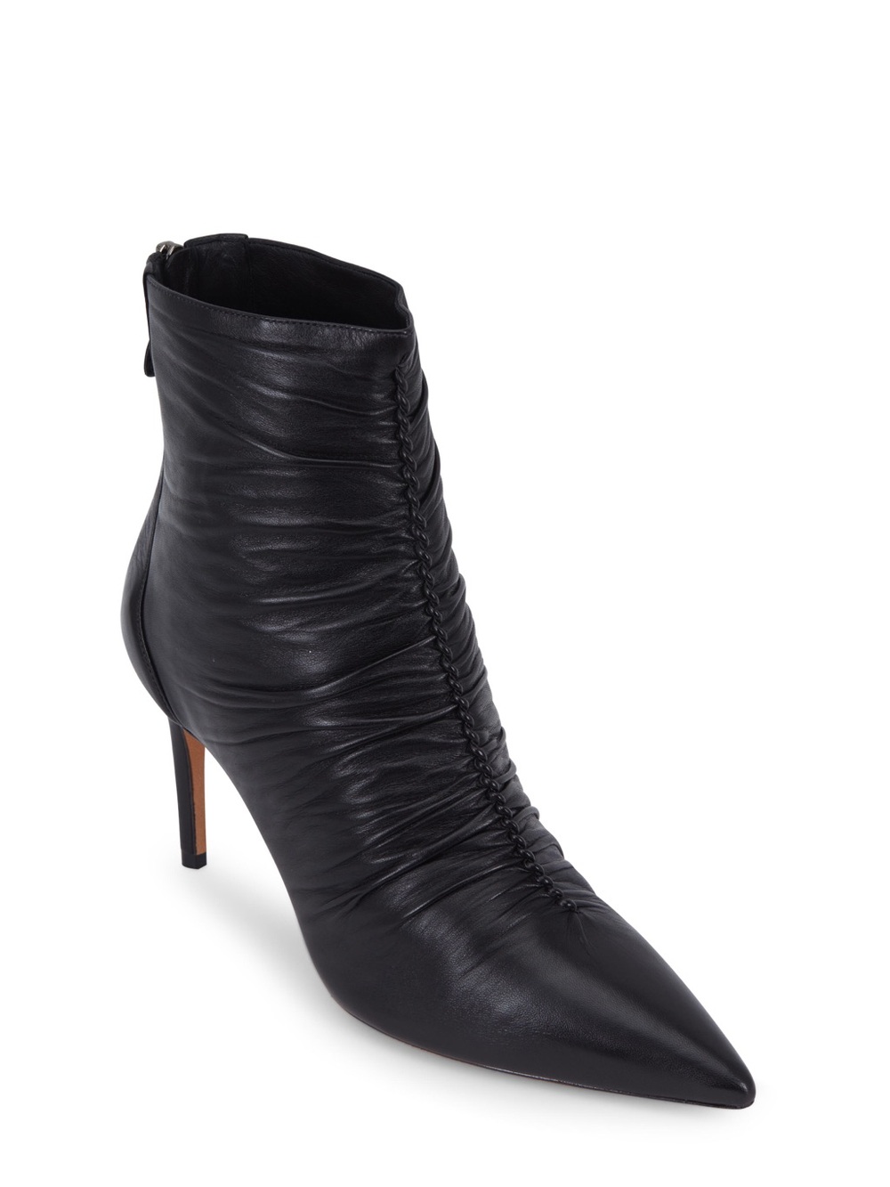 ALEXANDRE BIRMAN Susanna Black Leather Gathered Seam Bootie 85mm - Size 36.5